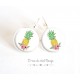 Pendientes pendientes de plata, de oro, piña azul pastel
