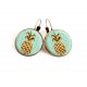 Earrings bronze, golden pineapple, pastel blue