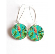 Orecchini, isole Parrot, cabochon epossidiche