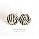 Earrings cabochon Animal skin, Zebra, silver