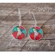 Boucles d'oreilles, Flamants rose, petits coeurs, cabochon résine époxy