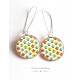 Earrings, Small multicolor flowers cabochon epoxy resin