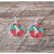 Earrings, red Seigaiha, color choice, Japan, epoxy cabochon