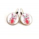Earrings cabochon Maneki Neko cat lucky charm, choose your size, bronze