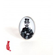 Anello Cabochon, lo spirito gotico, muerta, 18x25 mm, argento