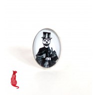 Cabochon ring, gothic spirit, muerta, 18x25 mm, silver