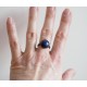 cabujón anillo, piedra natural lapislázuli, azul, bronce