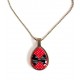 drop pendant necklace, Bow Tie black and red, bronze or silver