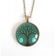 Cabochon Halskette, Baum des Lebens, grüne Ente, Bronze