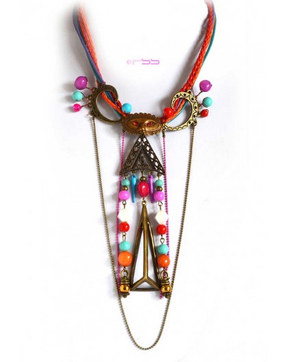 Grand-Halskette sehr originell, Event und Bronze Mehrfarben