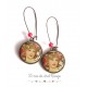 Ohrringe, Malkunst Muchas Alfonse, weiblich, rosa und beige, bronze