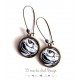 Earrings, Rose in black and white, bronze