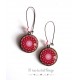 Earrings, Mantra Mandala pink and red, bronze