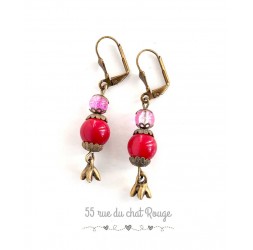 Earrings for pink Red bronze