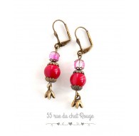 Orecchini per colore rosa in bronzo rosso