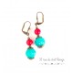 Earrings for Indian pearl, turquoise and red, bronze