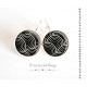 Earrings, seigaiha black and white, mind Japan, silver, woman's jewelry