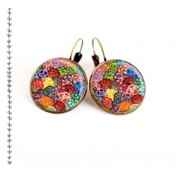 Ohrringe, japanische Wellen, Multicolor, Schmuck für Frauen, Bronze