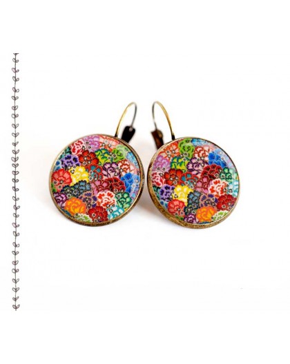 Earrings, Japanese Waves, multicolor, jewelery for women, bronze