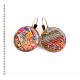 Earrings, colored patchwork ethnic folklore spirit, jewelery for women, bronze
