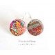 Earrings, colored patchwork ethnic folklore spirit, jewelery for women, silver